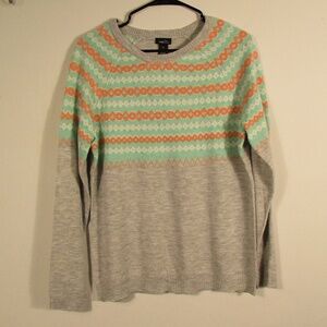 Rue21 Mint and Peach Patterned Sweater